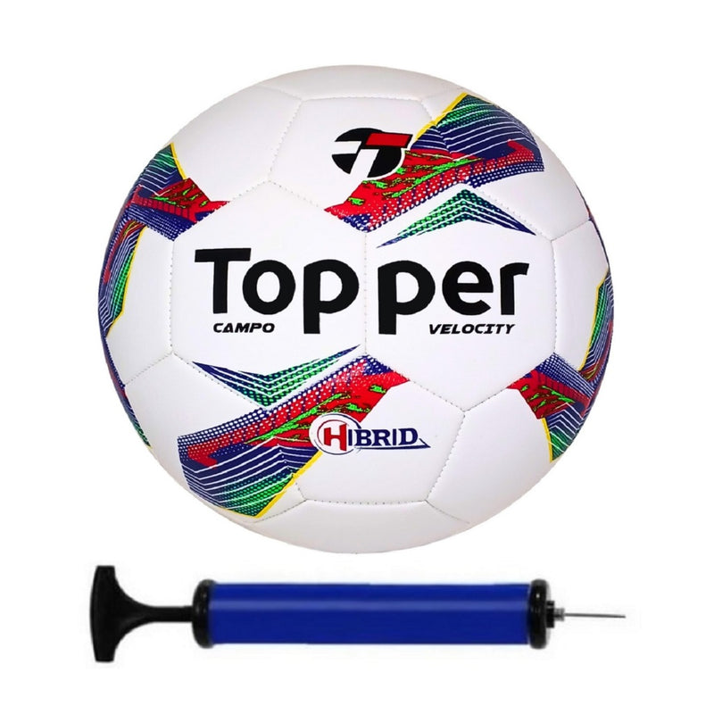 Bola Campo Topper + Bomba De Ar - Branco/Vermelho